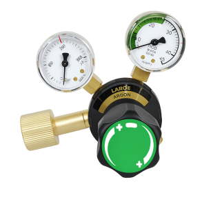 9024310 - Regulator Large Argon/Mixed gas - Nominal work flow (l/min) 0 - 25 N EN ISO 2503 200 bar Content pressure gauge (bar) 0 - 315 Flow pressure gauge (l/min) 0 - 45 Connection Inlet W 24.32 x 1/14