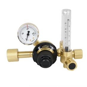 9025320 - Regulator Large Flow Argon/Mixed gas - Double flowmeter and t-connection included - Work area (bar) 2.5 N EN ISO 2503 200 bar Content pressure gauge (bar) 0 - 315 Flow pressure gauge (l/min) 3 - 30 Connection Inlet W 24.32 x 1/14