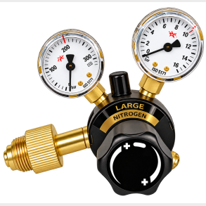 9013040 - Regulator Large Nitrogen 50 bar - Work area (bar) 0 - 20 / 50 N EN ISO 2503 200 bar 20 bar / 50 bar Content pressure gauge (bar) 0 - 315 Work pressure gauge (bar) 0 - 40 / 80 Connection Inlet W 24.32 x 1/14