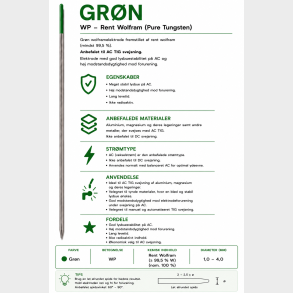 Green  - Wolfram Tungsten elektrode 3,2 green (WP) - Aluminium og magnesium