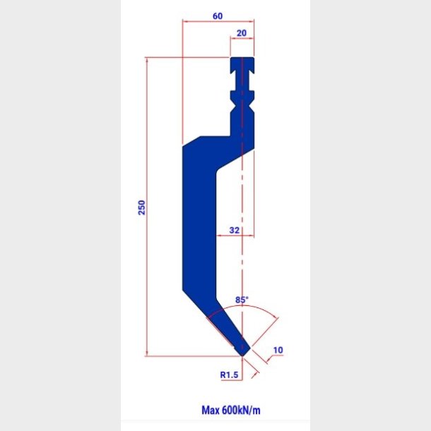 P4RFA-250 85� R1,5 - Bystronic Punch P4RFA-250 85� R1.5 L=515 - 2044396 - 24,9 kg - ref. EB2085015-515 Italy