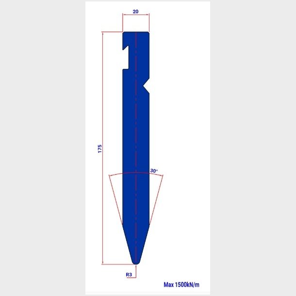 P7RFA-175 30� R3 - Bystronic Punch P7RFA H175 30� R3 L=515 - 2047212 - 12,5 kg - ref. EB1630030-515 Italy