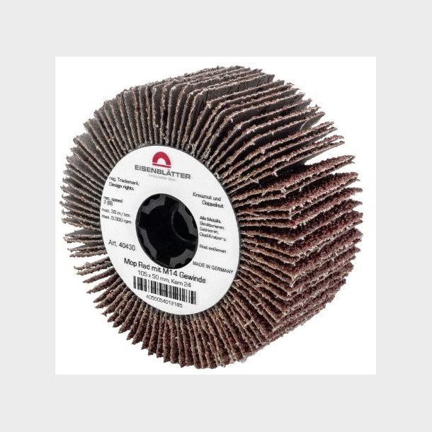 40430 - 4 - Flap wheel with M14 thread - 105 x 50 mm, grit 24 - HTS68051000 - DE - _maxrpm - 5000