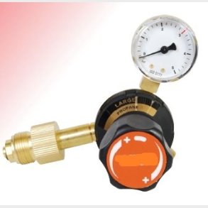 9011010 - Regulator Large Propane - Work area (bar) 0 - 4 P EN ISO 2503 Class 1 25 bar 4 bar Content pressure gauge (bar) Work pressure gauge (bar) 0 - 6 Connection Inlet W22.1-1/22  LH  (NGO) Thread Ext. Outlet G 3/8