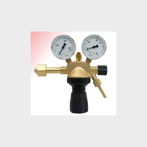 9013040 - Regulator Large Nitrogen 50 bar - Work area (bar) 0 - 20 / 50 N EN ISO 2503 200 bar 20 bar / 50 bar Content pressure gauge (bar) 0 - 315 Work pressure gauge (bar) 0 - 40 / 80 Connection Inlet W 24.32 x 1/14" Thread Int. Outlet G 3/8"