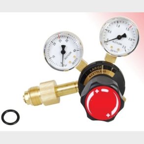 9020310 - Regulator Large Acetylene - Work area (bar) 0 - 1.5 A EN ISO 2503 Class 2 25 bar 1,5 bar Content pressure gauge (bar) 0 - 40 Work pressure gauge (bar) 0 - 2.5 Connection Inlet G 3/4