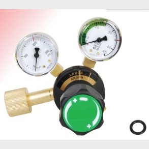 9024310 - Regulator Large Argon/Mixed gas - Nominal work flow (l/min) 0 - 25 N EN ISO 2503 200 bar Content pressure gauge (bar) 0 - 315 Flow pressure gauge (l/min) 0 - 45 Connection Inlet W 24.32 x 1/14