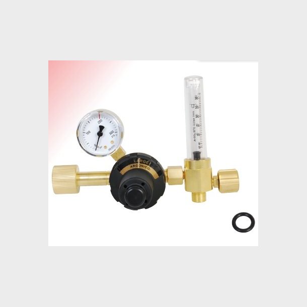 9025310 - Regulator Large Flow Argon/Mixed gas - Flowmeter included - Work area (bar) 2.5 N EN ISO 2503 200 bar Content pressure gauge (bar) 0 - 315 Flow pressure gauge (l/min) 3 - 30 Connection Inlet W 24.32 x 1/14" Thread Int. Outlet G 3/8"