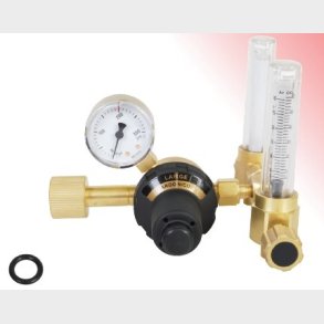 9025320 - Regulator Large Flow Argon/Mixed gas - Double flowmeter and t-connection included - Work area (bar) 2.5 N EN ISO 2503 200 bar Content pressure gauge (bar) 0 - 315 Flow pressure gauge (l/min) 3 - 30 Connection Inlet W 24.32 x 1/14