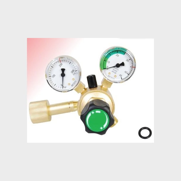 9034410 - Regulator Medium CO2 - Nominal work flow (l/min) 0 - 25 N EN ISO 2503 200 bar Content pressure gauge (bar) 0 - 315 Flow pressure gauge (l/min) 0 - 45 Connection Inlet W 21.8 x 1/14" Thread Int. Outlet G 3/8"