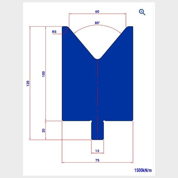 DIE T60 80� V=60 R=5 H=100 L=200 - 982747 - 10,3 kg -  Italy