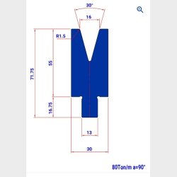 WM053 30� V=16 H=55 L=200           - DIE -982917 - 2,7 kg - ref.  - WM0530200 -  Italy