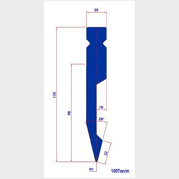 WP001 28� R=1 H=135 L=200  - PUNCH - 983081 - 2,9 kg - ref. WP0010200 -  Italy