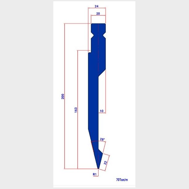 WP021 28� R=1 H=200 L=200  - PUNCH - 983121 - 4,8 kg - ref. WP0210200 -  Italy