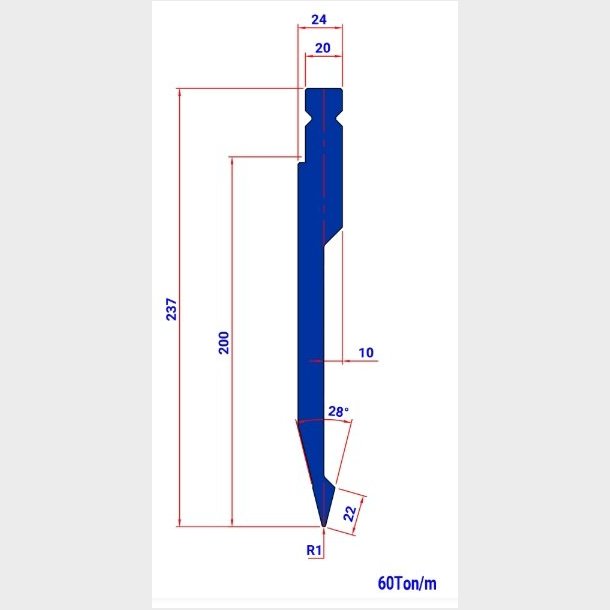 WP031 28� R=1 H=237 L=200   - PUNCH - 983149 - 5,8 kg - ref. WP0310200 -  Italy