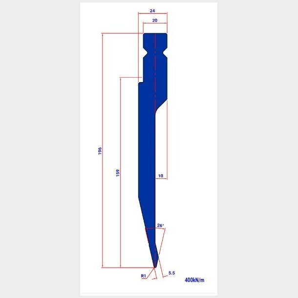 LPJ10W.26� R=1 H=159 L=510 - Punch - 984642 - 11,1 kg - ref. E80226010-510W -  Italy