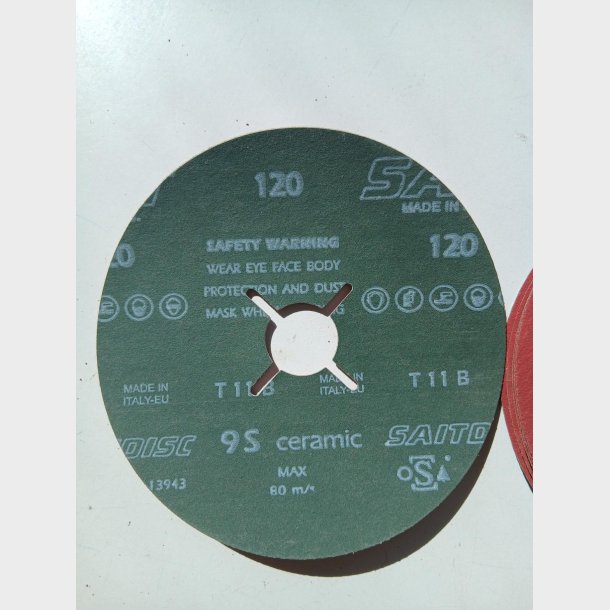 S034 - Fiber disc SAITDISC 9S �125mm,  K120 (pk of 100) - alt. Ref. 078961