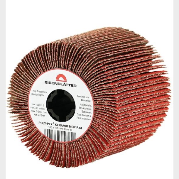 41540 - 4 - POLY-PTX CERAMIC flap wheel - 105 x 100 mm, grit 40 - HTS68051000 - DE - _maxrpm - 5000