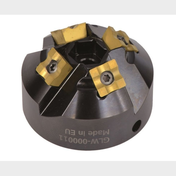 P013.-BM16 - Radius milling head.-Suitable insert fixing screw: SRB-000289Suitable cutting inserts (P/C): PLY-000360PLY-000159 PLY-000160 PLY-000161(4 inserts per milling head) BEVL3003