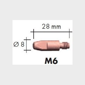 140.0051 - 6828ECU-0,8 - Contact tip M6x28 (MB24/25/36/MB24W) 0,8