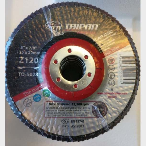 K020 - Taipan Original Flap Disc �125  Grit 120 (Conical) - alt. Ref. TO-5028