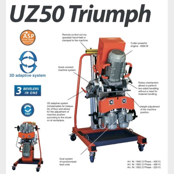 1940  - Bevelling machine UZ50 Triumph +3D MANIPULATOR, 400V, 50 Hz BEVL1030